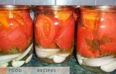 Tomatoes with slices of garlic - a simple solution for a tasty preparation for future use. Various recipes for the preparation of tomatoes in garlic cloves