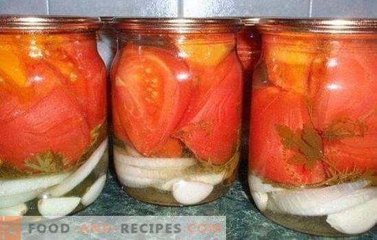 Tomatoes with slices of garlic - a simple solution for a tasty preparation for future use. Various recipes for the preparation of tomatoes in garlic cloves