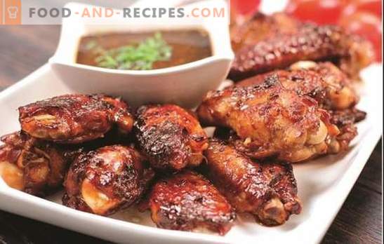 Wings in honey sauce - spicy dish. Original recipes of wings in honey sauce with fruits, vegetables and cereals