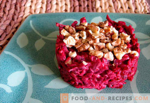 Beet salad with garlic - the five best recipes. How to properly and deliciously prepare salads from beets with garlic.