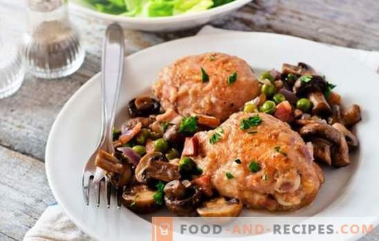 Chicken with mushrooms in a slow cooker - the perfect combination. The best recipes of chicken with mushrooms in a slow cooker: stuffed, julienne, etc.