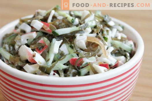 Seaweed salad with egg - five best recipes. Cooking delicious salad with sea kale and egg.