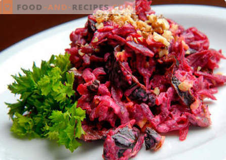 Salad from beets, walnuts and prunes - the best recipes. How to properly and deliciously cook a salad with beets, nuts and prunes.