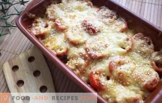 Tomatoes with cheese in the oven - piquant! Variants of baked tomatoes in cheese in the oven with minced meat, mushrooms, ham and eggs