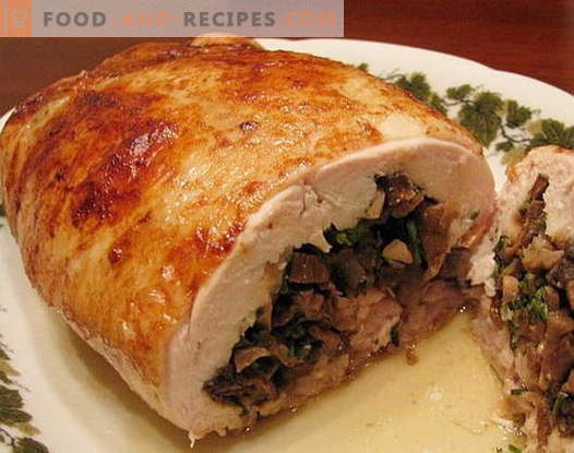 Chicken stuffed with mushrooms - the best recipes. How to properly and tasty cook stuffed chicken mushrooms.