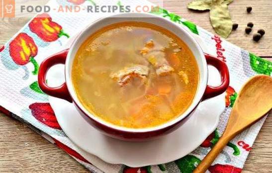 Simple recipes rich cabbage soup made from fresh cabbage with pork. Cooking the most Russian soup - soup of fresh cabbage with pork