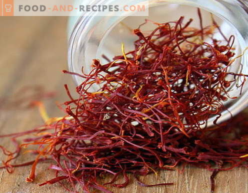 Saffron - properties and application in cooking. Recipes dishes with saffron.