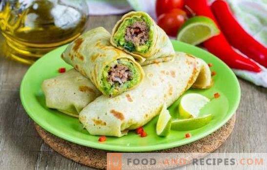Lavash roll with minced meat baked in the oven - a hearty dish. Bake in the oven roll of pita with minced meat, vegetables, cheese