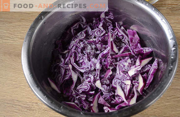 Red cabbage salad - bright, tasty, vitamin! How to quickly cook a salad of red cabbage with pepper, corn, sausage and eggs