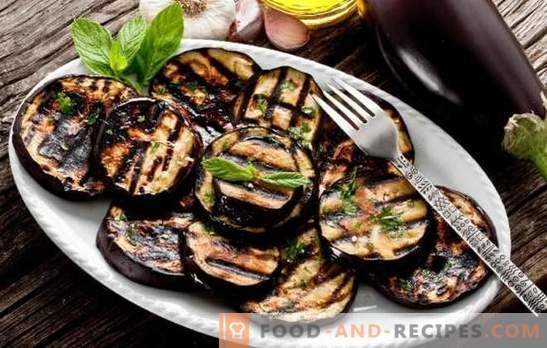 Eggplant on the grill - a healthy snack, delicious side dish. Salads and snack dishes with grilled eggplant