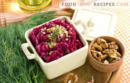 Useful treat - beet salad with garlic. Classic and new recipes for salad of beets with garlic