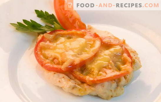 Recipes for chicken fillet with tomatoes and cheese in the oven. Cooking chicken fillet with tomatoes and cheese in the oven - quick, easy!