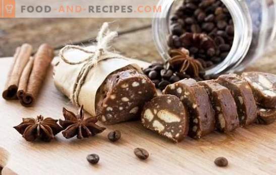 Chocolate sausage - recipes wonderful dessert. Cooking chocolate sausage from cookies, with cocoa, condensed milk, nuts