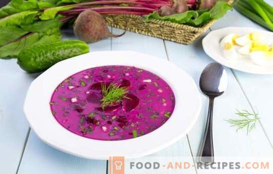Okroshka with beets - a refreshing lunch in hot weather. The best recipes for beetroot hash on kvass or kefir
