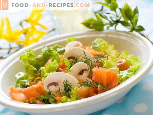 Salad with red fish - proven recipes. How to cook a salad with red fish.