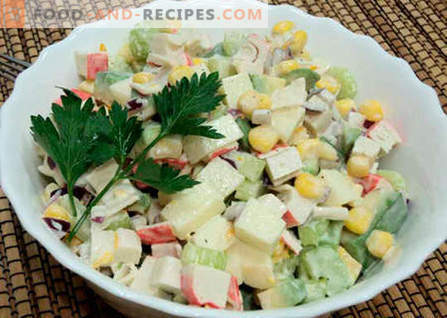 Salad with avocado and crab sticks - the best recipes. How to properly and tasty to prepare a salad of avocado and crab sticks.