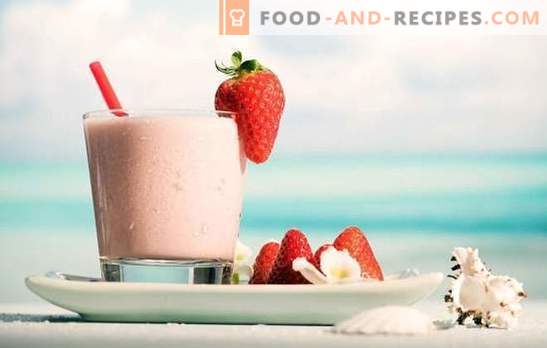 Feel the positive of the day - milkshake with strawberries! Recipes milkshakes with strawberries and chocolate, banana, raspberries