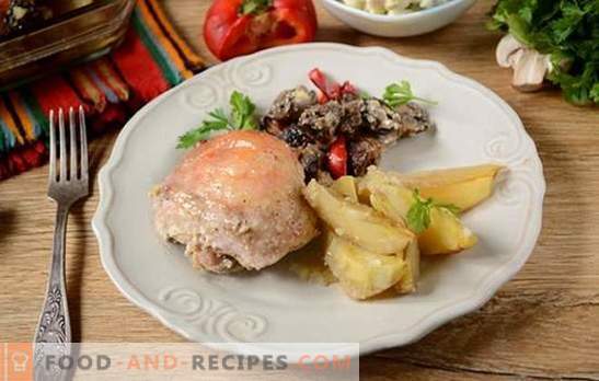 Chicken baked with potatoes: a step-by-step photo recipe. We bake a chicken with potatoes, pepper and mushrooms - a minimum of effort, a delicious result!
