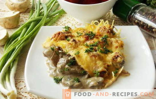 A variety of recipes for chicken liver with mushrooms. What can be added to dishes from chicken liver with mushrooms: vegetables, sour cream, cream
