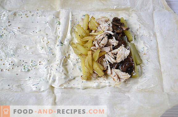 A pita shawarma with chicken fillet with mushrooms - homemade fast food. Step by step author's photo-recipe delicious homemade shawarma