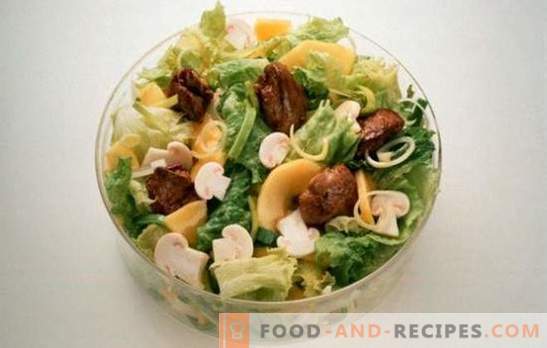 Salad with liver and mushrooms: the most successful cooking recipes. Cooking delicious salads from liver and mushrooms in different variations