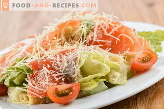 Salad with salmon and cheese - the right recipes. Quickly and tasty cooking salad with salmon and cheese.