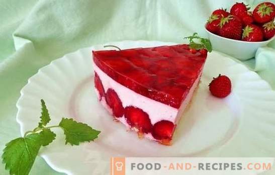 Cake jelly, with sour cream, on a biscuit basis - beautiful and tasty. Variants of jelly cake cream on sour cream