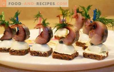 Herring snack - menu for the holiday table. Ways to design snack dishes of common herring