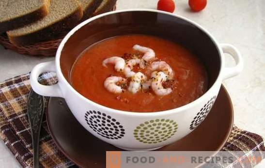 Tomato soup with shrimps - an aromatic delicacy. The best recipes for tomato soup with shrimp and other seafood