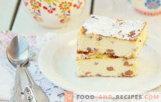 Useful and nourishing cottage cheese casserole with raisins. The best recipes for cottage cheese casserole with raisins, semolina, fruit
