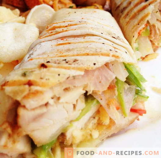 Shawarma with chicken - the best recipes. How to properly and tasty cook shawarma with chicken.