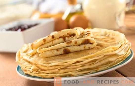 Pancake recipe is quick and tasty - the best bake in a hurry. A selection of the best pancakes recipes quickly and tasty on milk, water, kefir