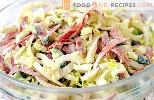 Salad with fresh cabbage and sausage - the best recipes. We cook correctly salad from fresh cabbage with sausage.