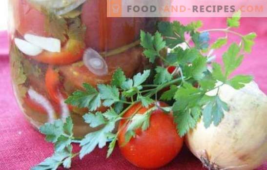 Tomato salad with onions for the winter: a beautiful sweet and spicy composition. A collection of the best salad recipes for the winter with tomatoes and onions