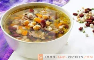 The most delicious bean soups - in vegetable and meat broth. Table decoration and favorite kids food - bean soup