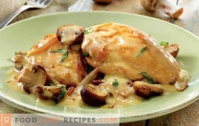 Tender chicken in cream sauce is delicious! Simple, proven chicken recipes in sour cream sauce with mushrooms, garlic, prunes