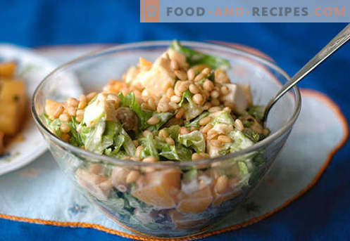 Salad with pine nuts - the best recipes. How to properly and tasty to prepare a salad with pine nuts.