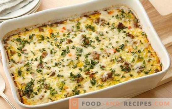 Vegetable casserole with minced meat - a simple and satisfying dish. A selection of the best homemade recipes for vegetable casseroles with minced meat