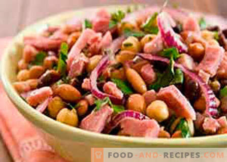 Salad with beans and ham - the best recipes. How to properly and tasty to cook a salad of beans with ham.