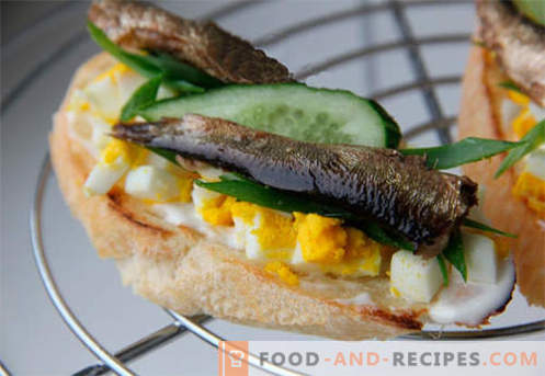 Sprat sandwiches are the best recipes. How to quickly and tasty cook sandwiches with sprats.