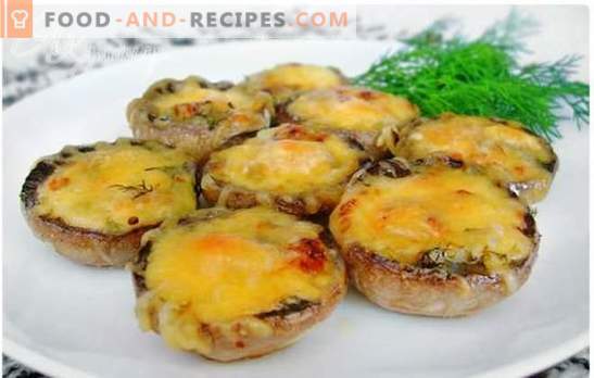 Mushrooms baked in the oven with cheese - a dish with a mild creamy taste. Proven recipes of mushrooms baked in the oven with cheese