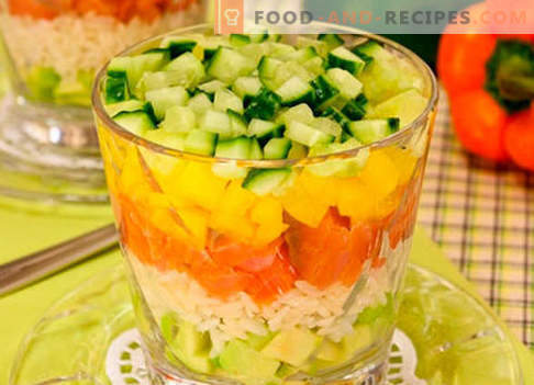 Salad layered with salmon - the right recipes. Quickly and tasty cooked salad in layers with salmon.