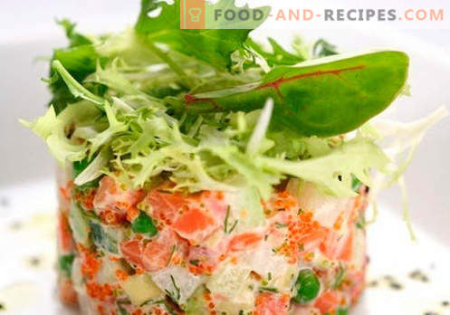 Salad layered with salmon - the right recipes. Quickly and tasty cooked salad in layers with salmon.