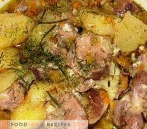 Chicken stomachs stewed with potatoes