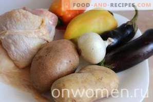 Chicken with eggplants and potatoes
