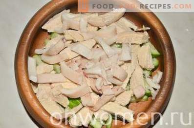 Salad with chicken, squids and cucumber