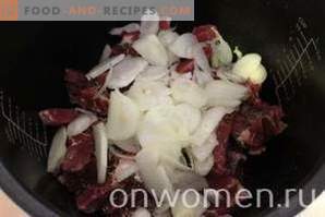 Meat with onions in a multicooker