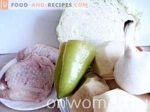 Fresh cabbage soup with chicken