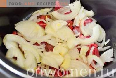 Beef stewed with potatoes in a slow cooker