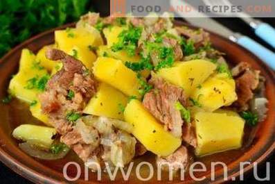 Beef stewed with potatoes in a slow cooker